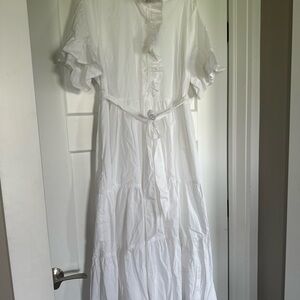 White Ruffled Maxi Dress